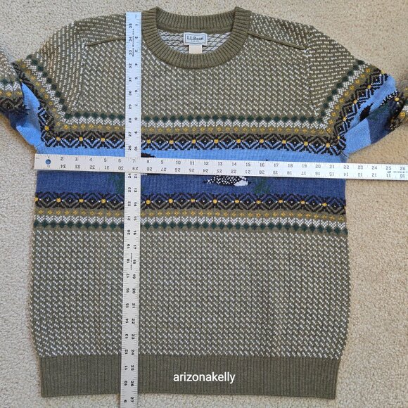 NWT *SOLD OUT* Men's L.L. Bean Merino Wool Sweater LOONS Lake Maine Bird - Picture 3 of 9